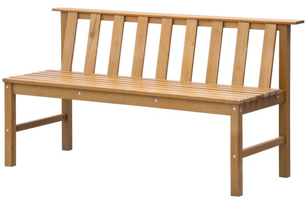 Outsunny Zahradní Lavice pro 3 Osoby, Dřevěná Lavice se Štěrbinovým Opěradlem na Terasu, Balkon, Zatížení 360 kg, 144x60x77 cm, Přírodní | Aosom