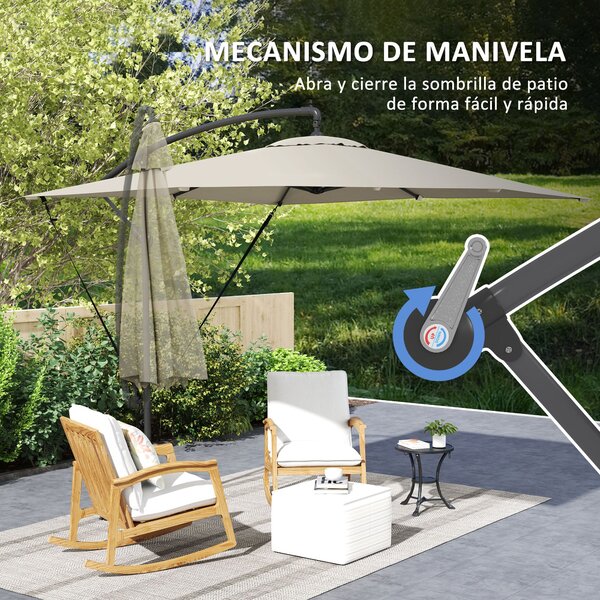 Zahradní slunečník Outsunny Eccentric 246x246 cm s křížovou základnou a ochranným obalem, nastavitelné kličkové mechanismy a UV ochrana 50+ | Aosom