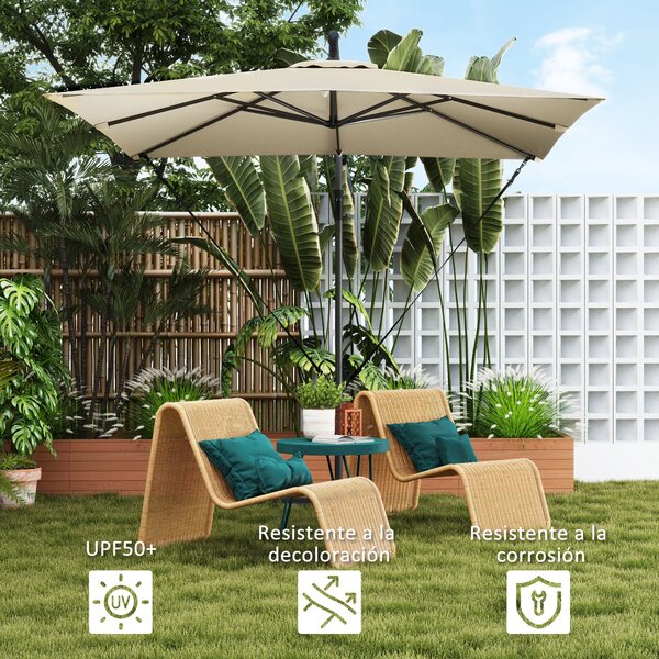 Zahradní slunečník Outsunny Eccentric 246x246 cm s křížovou základnou a ochranným obalem, nastavitelné kličkové mechanismy a UV ochrana 50+ | Aosom