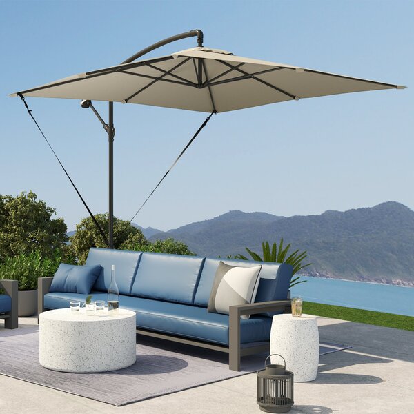 Zahradní slunečník Outsunny Eccentric 246x246 cm s křížovou základnou a ochranným obalem, nastavitelné kličkové mechanismy a UV ochrana 50+ | Aosom