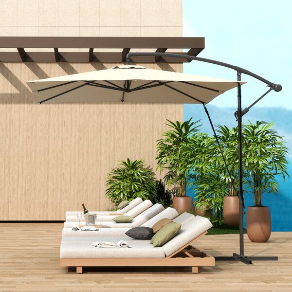 Zahradní slunečník Outsunny Eccentric 246x246 cm s křížovou základnou a ochranným obalem, nastavitelné kličkové mechanismy a UV ochrana 50+ | Aosom