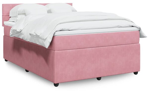 Box spring postel s matrací růžová 140x190 cm samet 3287739