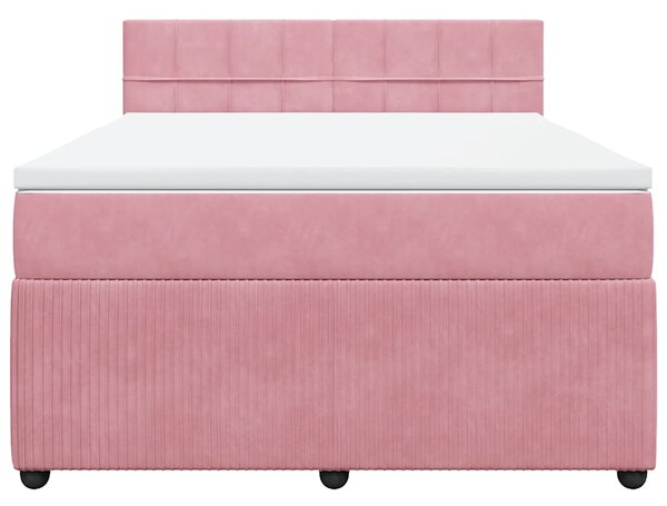 Box spring postel s matrací růžová 140x190 cm samet 3287739