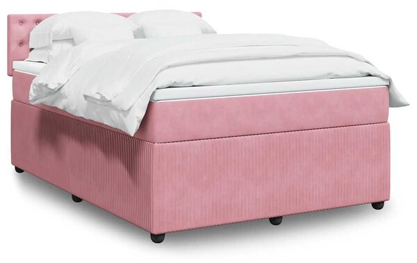 Box spring postel s matrací růžová 140x190 cm samet 3287751