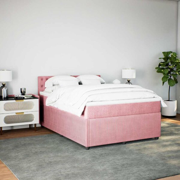 Box spring postel s matrací růžová 140x190 cm samet 3287751