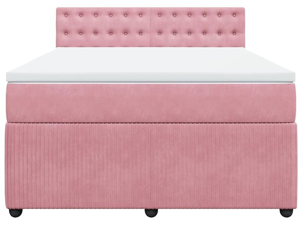 Box spring postel s matrací růžová 140x190 cm samet 3287751