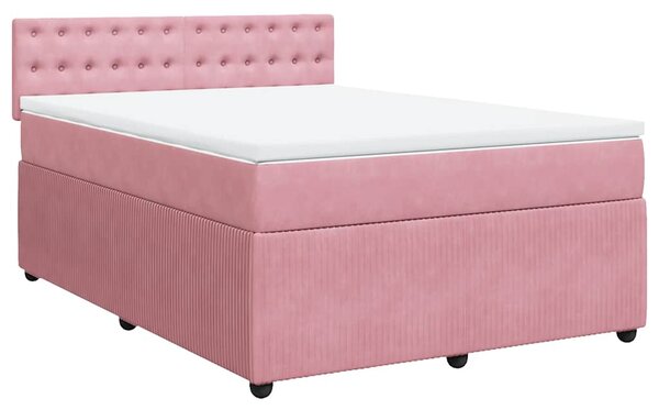 Box spring postel s matrací růžová 140x190 cm samet 3287751