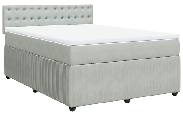 Box spring postel s matrací světle šedá 140x190 cm samet 3287746