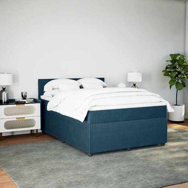Box spring postel s matrací modrá 140 x 200 cm samet 3287756