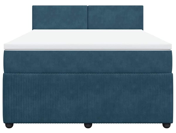 Box spring postel s matrací modrá 140 x 200 cm samet 3287756