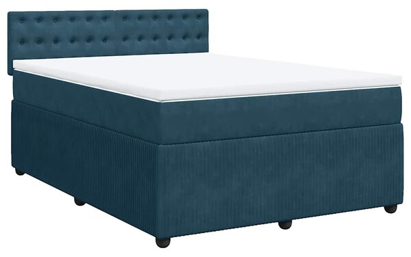 Box spring postel s matrací modrá 140 x 200 cm samet 3287774