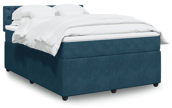 Box spring postel s matrací modrá 140 x 200 cm samet 3287774