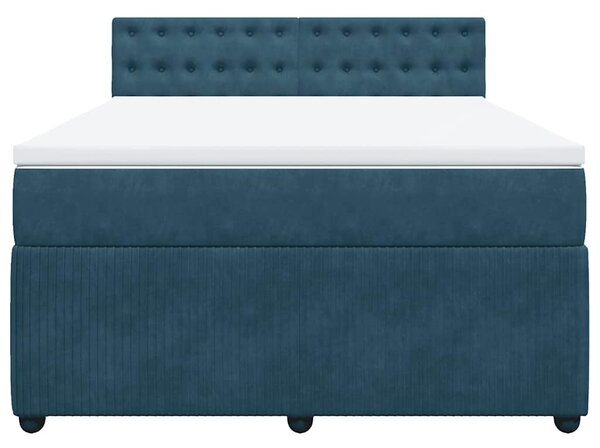 Box spring postel s matrací modrá 140 x 200 cm samet 3287774