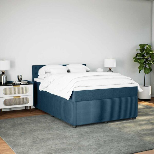 Box spring postel s matrací modrá 140 x 200 cm samet 3287774