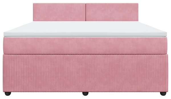 Box spring postel s matrací růžová 180x200 cm samet 3287805