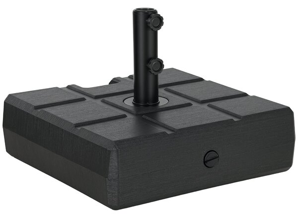 Outsunny Obdélníkový Stojan na Slunečník S Plněním 30 kg Vody a 40 kg Písku pro Tyč Parasolu Ø32/38/48 mm, Zahrada na Terase 49x49x36,5 cm Černá | Aos