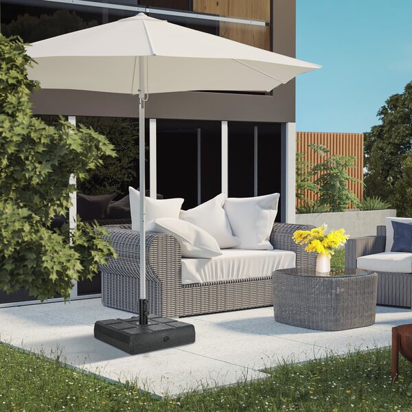 Outsunny Obdélníkový Stojan na Slunečník S Plněním 30 kg Vody a 40 kg Písku pro Tyč Parasolu Ø32/38/48 mm, Zahrada na Terase 49x49x36,5 cm Černá | Aos