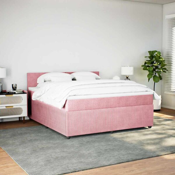 Box spring postel s matrací růžová 180x200 cm samet 3287805