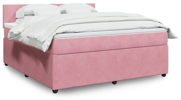 Box spring postel s matrací růžová 180x200 cm samet 3287805