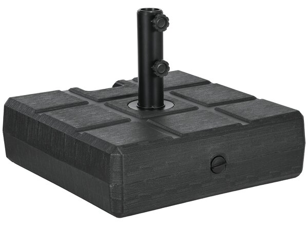 Outsunny Obdélníkový Stojan na Slunečník S Plněním 30 kg Vody a 40 kg Písku pro Tyč Parasolu Ø32/38/48 mm, Zahrada na Terase 49x49x36,5 cm Černá | Aos
