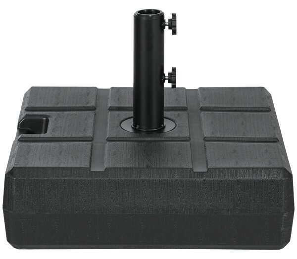 Outsunny Obdélníkový Stojan na Slunečník S Plněním 30 kg Vody a 40 kg Písku pro Tyč Parasolu Ø32/38/48 mm, Zahrada na Terase 49x49x36,5 cm Černá | Aos