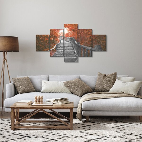 Obraz - Schody v přírodě, oranžová (125x70 cm)