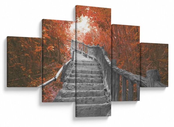 Obraz - Schody v přírodě, oranžová (125x70 cm)