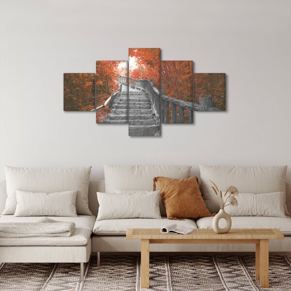 Obraz - Schody v přírodě, oranžová (125x70 cm)