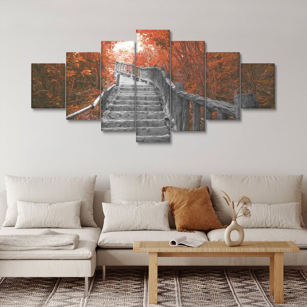 Obraz - Schody v přírodě, oranžová (210x100 cm)