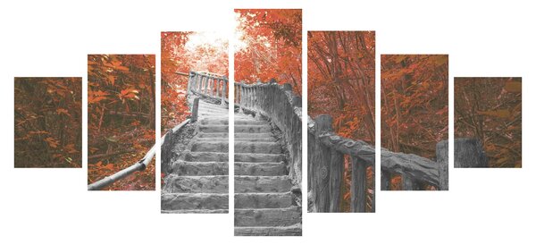 Obraz - Schody v přírodě, oranžová (210x100 cm)