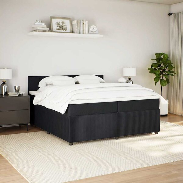 Box spring postel s matrací černá 200x200 cm samet 3287826