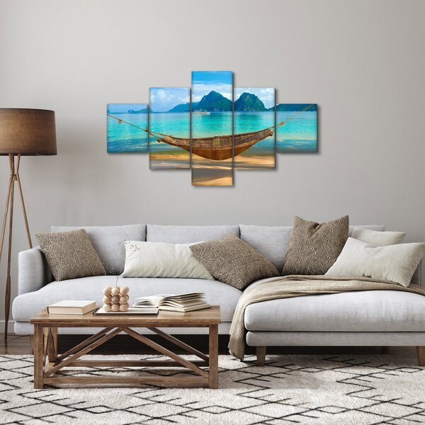 Obraz - Houpací síť na pláži (125x70 cm)