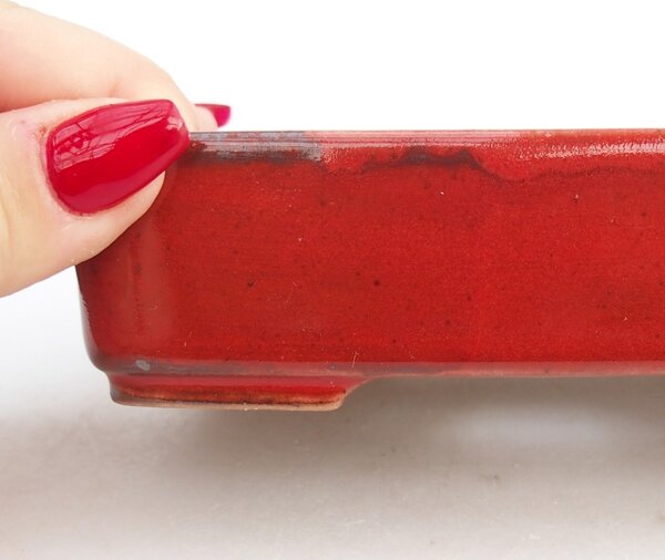 E-bonsai Keramická bonsai miska 12,5 x 9,5 x 3,5 cm červená