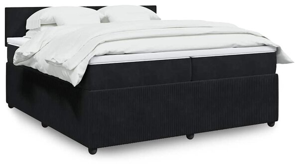 Box spring postel s matrací černá 200x200 cm samet 3287826