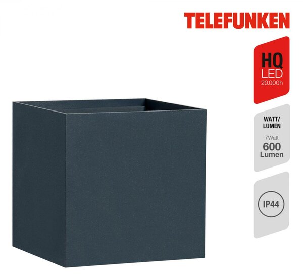 BRILONER TELEFUNKEN LED venkovní svítidlo 11 cm 2x7W 600lm antracit IP44 TF 303405TF
