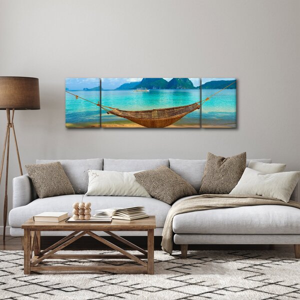 Obraz - Houpací síť na pláži (170x50 cm)