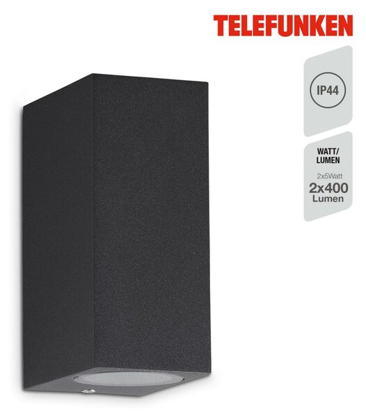 BRILONER TELEFUNKEN venkovní svítidlo 15,1 cm 2xGU10 5W 400lm antracit IP44 TF 307005TF