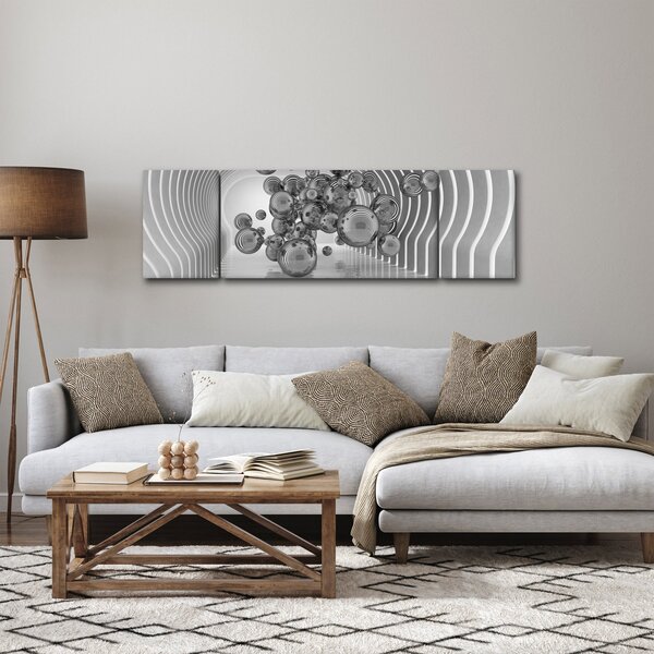 Obraz - Černobílé bubliny (170x50 cm)