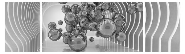 Obraz - Černobílé bubliny (170x50 cm)