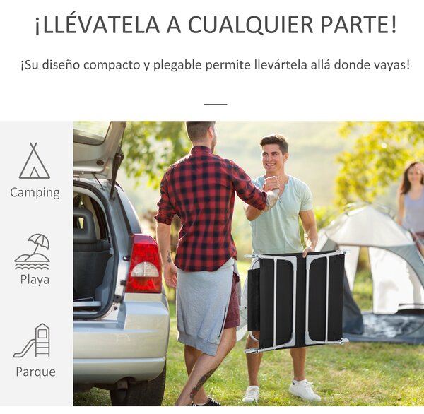 Outsunny Zahradní Skládací Lehátko s Otvorem na Čtení, Opěrkou Hlavy a Nastavitelným Zádovým Opěradlem v 5 Úrovních pro Pláž 182x56x28 cm Černé | Aoso
