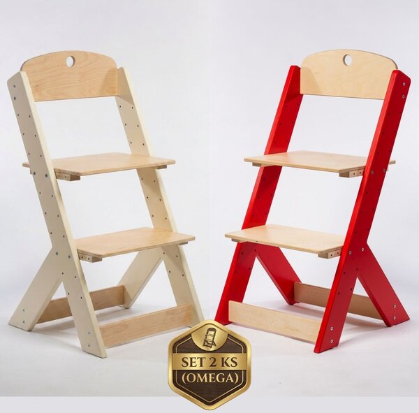 Lucas Wood Style - rostoucí židle OMEGA III zvýhodněný set 2 ks - béžová + červená