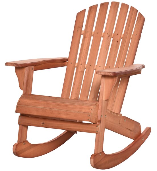 Outsunny Adirondack Dřevěné Houpací Křeslo Přírodní Dřevo 77x94x97 cm pro Zahradu, Terasu, Exteriér v Rustikálním Stylu, Nosnost 130 kg, Barva Teca |