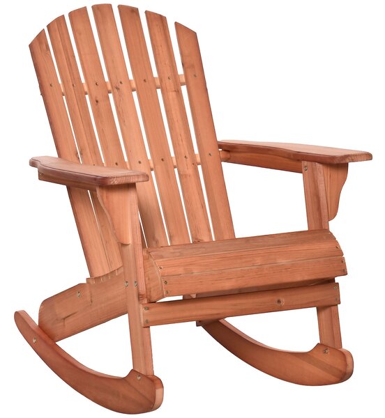 Outsunny Adirondack Dřevěné Houpací Křeslo Přírodní Dřevo 77x94x97 cm pro Zahradu, Terasu, Exteriér v Rustikálním Stylu, Nosnost 130 kg, Barva Teca |
