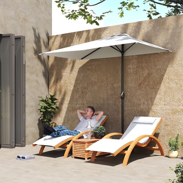 Outsunny Obdélníkový Parasol 230x130x245 cm Skládací Poloviční Parasol s Kličkou UV 30+ Ochrana Voděodolný Parasol pro Balkon Terasu Zahradu Krémový |