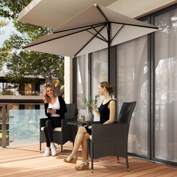 Outsunny Obdélníkový Parasol 230x130x245 cm Skládací Poloviční Parasol s Kličkou UV 30+ Ochrana Voděodolný Parasol pro Balkon Terasu Zahradu Krémový |
