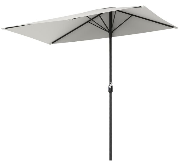 Outsunny Obdélníkový Parasol 230x130x245 cm Skládací Poloviční Parasol s Kličkou UV 30+ Ochrana Voděodolný Parasol pro Balkon Terasu Zahradu Krémový |
