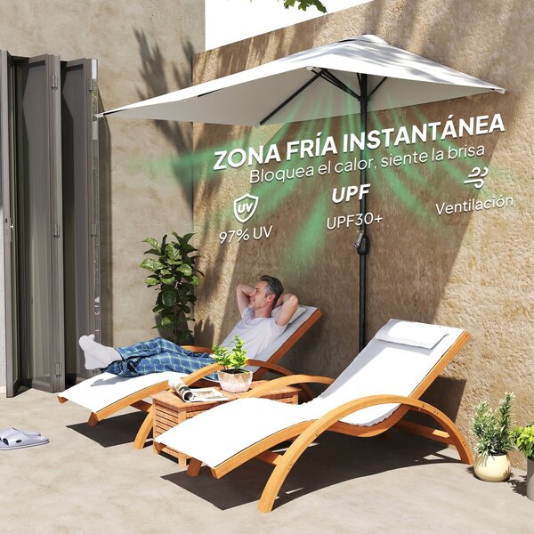 Outsunny Obdélníkový Parasol 230x130x245 cm Skládací Poloviční Parasol s Kličkou UV 30+ Ochrana Voděodolný Parasol pro Balkon Terasu Zahradu Krémový |