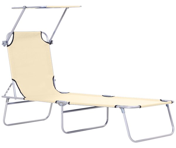 Skládací lehátko Outsunny pro venkovní zahradu s odnímatelnou a nastavitelnou stříškou, nastavitelné ve 4 úrovních pro terasu, bazén a patio 187x58x36