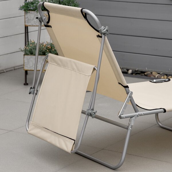 Skládací lehátko Outsunny pro venkovní zahradu s odnímatelnou a nastavitelnou stříškou, nastavitelné ve 4 úrovních pro terasu, bazén a patio 187x58x36