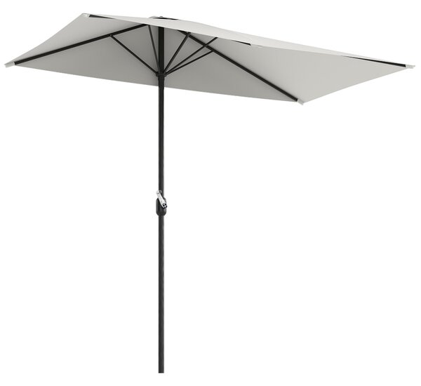 Outsunny Obdélníkový Parasol 230x130x245 cm Skládací Poloviční Parasol s Kličkou UV 30+ Ochrana Voděodolný Parasol pro Balkon Terasu Zahradu Krémový |